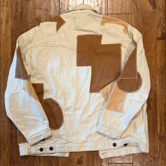 BDG Off-White Jacket with Brown Patches - Picture 3 of 5